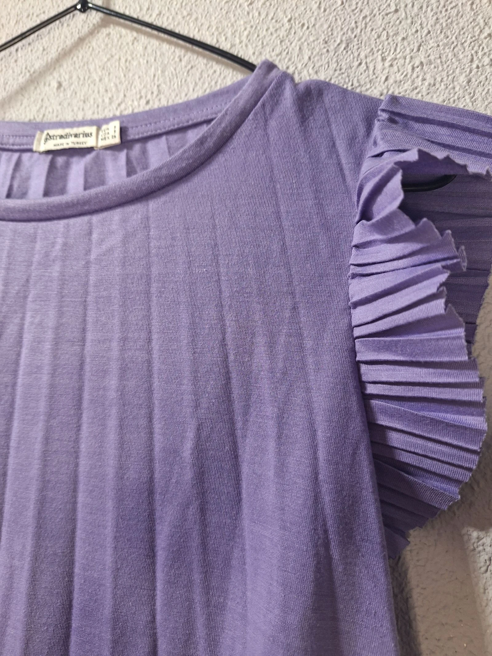 Lilac Stradivarius shirt with pleated ruffles size T.S – photo 2